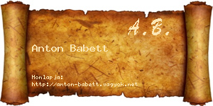 Anton Babett névjegykártya